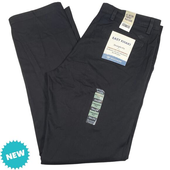 Dockers Other - NEW Dockers Pants Mens 36x34 Easy Khaki Straight Fit Black Comfort Waistband